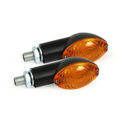 940852 - MCS Cateye mini turn signals 20mm stem, black with amber lens