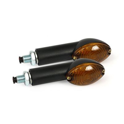 940855 - MCS Cateye mini turn signals 40mm stem, black with dark lens