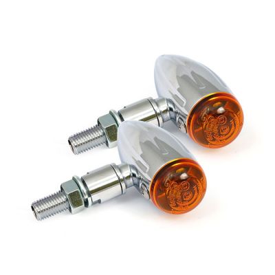 940901 - MCS Micro bullet, 12v halogen turn signals. Chrome, grooved