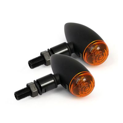 940902 - MCS Micro bullet, 12v halogen turn signals. Black, plain