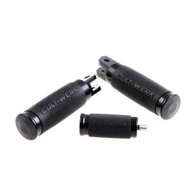 942192 - CULT WERK Cult-Werk, 'Racing' rider foot & shift peg set. Gloss black