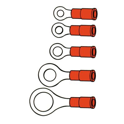 951603 - SMP Connectors, ring terminal PVC, crimp. Red 6.35mm