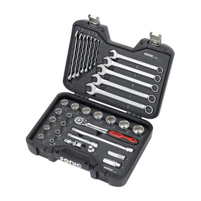 951882 - Sonic, combination socket/wrench set 1/2'', 34-piece. US/SAE