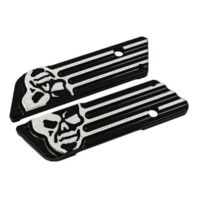 953876 - Covingtons, saddlebag latch cover set. Skull. Black DC