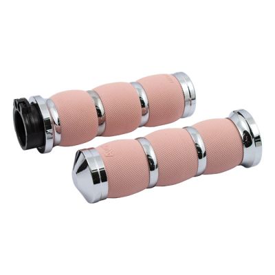 955961 - AVON GRIPS Avon, Air Cushioned grip set. Chrome/Pink rubber