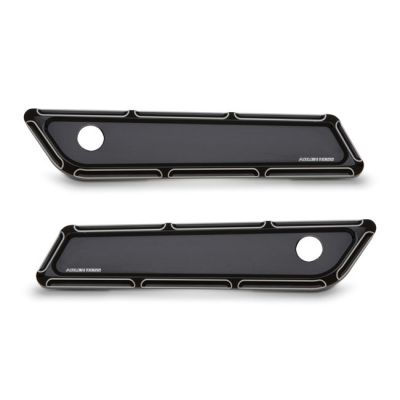 956417 - Arlen Ness, saddlebag latch cover set. Beveled, black CC
