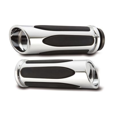960185 - Arlen Ness, billet Deep Cut Comfort grips. Chrome