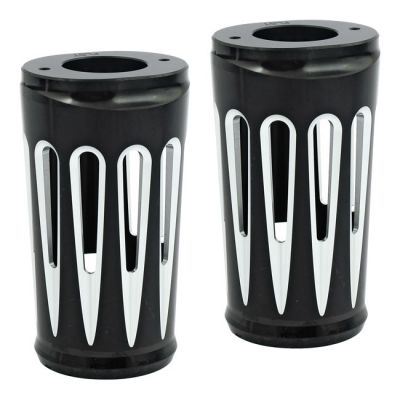 960401 - Arlen Ness, Deep Cut fork boots. Black contrast machined