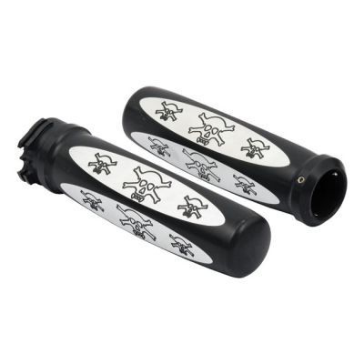 973064 - CPV, Skull handlebar grip set. Black
