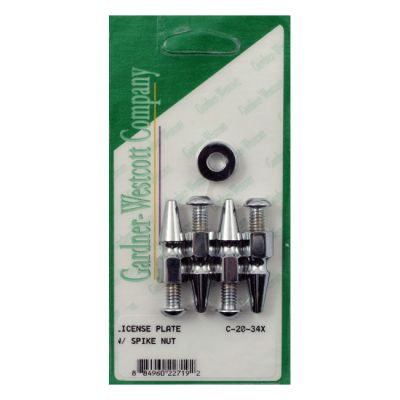 975990 - GARDNER-WESTCOTT License plate to bracket mount kit. Chrome. Pike nuts...