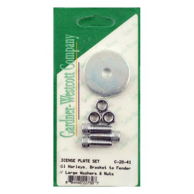 975991 - GARDNER-WESTCOTT License plate bracket to fender mount kit. Chrome