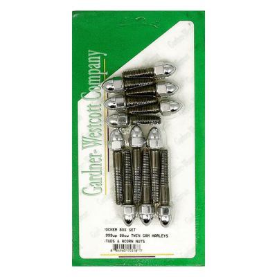 977237 - GARDNER-WESTCOTT GW, rocker box top bolt kit. Low crown Acorn, chrome