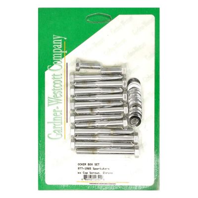 978166 - GARDNER-WESTCOTT GW, Sportster rocker box bolt kit. Hex, chrome