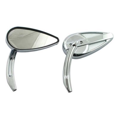 980737 - MCS Retro teardrop mirror set. Chrome, aluminum grooved stem