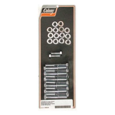 989162 - Colony, Sportster rocker box bolt kit. Hex, chrome