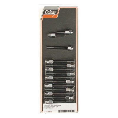 989166 - Colony, Sportster rocker box bolt kit. Cap style, chrome