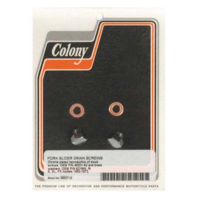 989725 - Colony, fork slider drain screws. Chrome