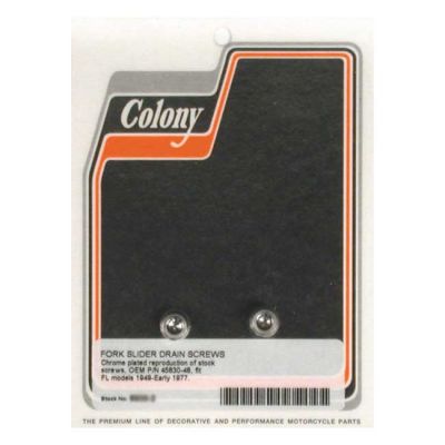 989727 - Colony, fork slider drain screws. Chrome Allen