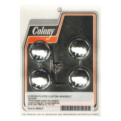 989892 - Colony, head bolt cover kit. Custom hex domed, chrome