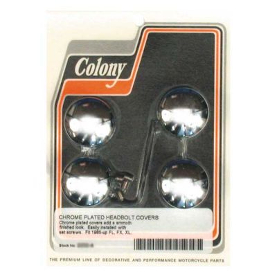 989893 - Colony, head bolt cover kit. Smooth domed, chrome