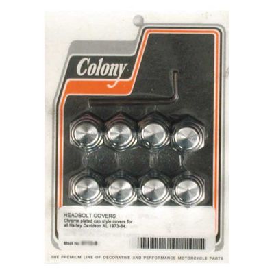 989896 - Colony, head bolt cover kit. Cap style, chrome