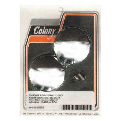 989899 - Colony, swingarm pivot bolt cover set. Chrome, domed