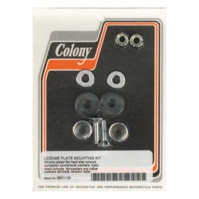 989971 - Colony license plate mount kit. Flathead Allen. Chrome
