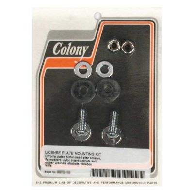 989972 - Colony license plate mount kit. Buttonhead. Chrome