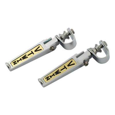 990021 - MCS V-Twin foot peg set. clamp-on. Chrome/gold