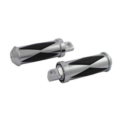 990186 - MCS Diamond footpegs, large diameter. male mount. Chrome