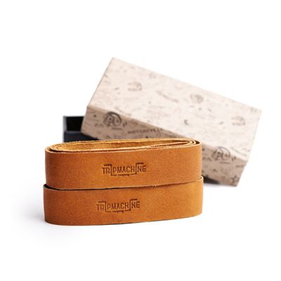 995561 - Tripmachine Trip Machine, leather handlebar grip wraps. Tan