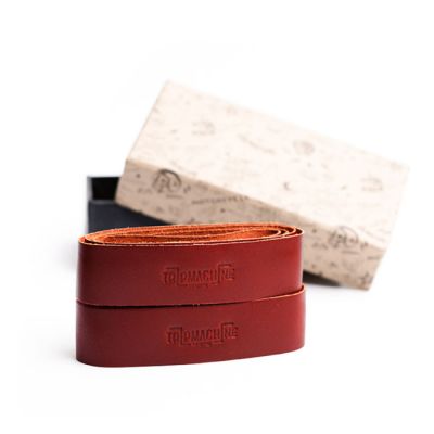 995563 - Tripmachine Trip Machine, leather handlebar grip wraps. Cherry red