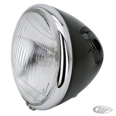 160043 - GZP Headlight 12v black w/chrome bezel