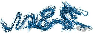 734126 - LeThaL ThReaT Blue dragon right decal 2.69"x8"