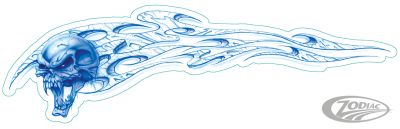 734135 - LeThaL ThReaT Blue skull right decal 2 5/8"x8"