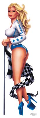 734139 - LeThaL ThReaT Race girl blue decal 2.75"x8.1"