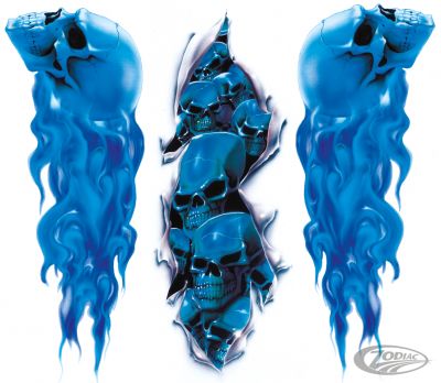 734156 - LeThaL ThReaT Blue skull set decals 4" x 10.3"