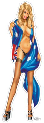 734181 - LeThaL ThReaT Australian flag babe decal 2.75"x8.3"