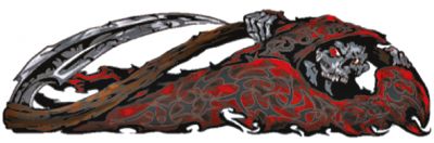 734626 - LeThaL ThReaT RED TRIBAL REAPER LEFT 3"X10"