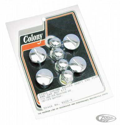 741794 - COLONY Rocker Shaft Cap & Nut Kit Chr HD71-85