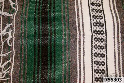 755303 - Texas Leather Mexican blanket Green/charcoal/white/blk