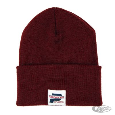 757863 - P16 - Powerplant Motorcycle Co. DAILY BEANIE BURGUNDY with WHITE LABEL...