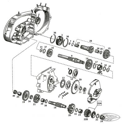 766874 - V-Twin C1 gear, 17T w/speedo drive gear XL54-72