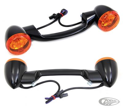 789673 - V-Twin Turn Signal Bar Black/Amber FLH/T99-13