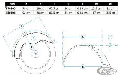 950105 - CRUISE SPEED 4.75" St smooth custom front fender