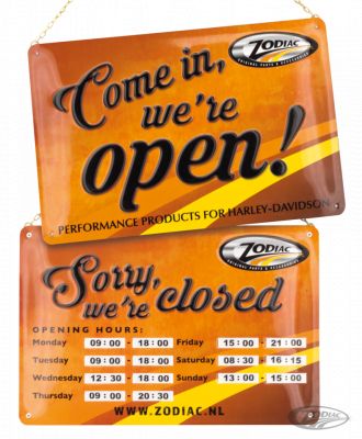 999986 - GZP Zodiac metal opening hours double sign
